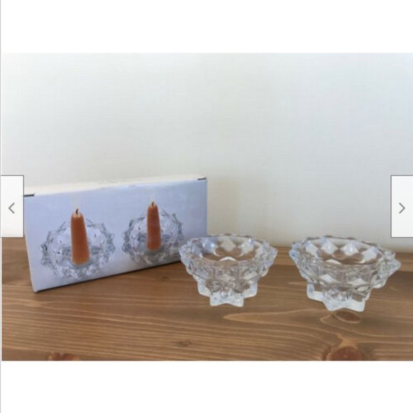 Vtg Clear Bubble Star Shape Glass Candle Holders Reims France Abbott Fortunio - Picture 2 of 6